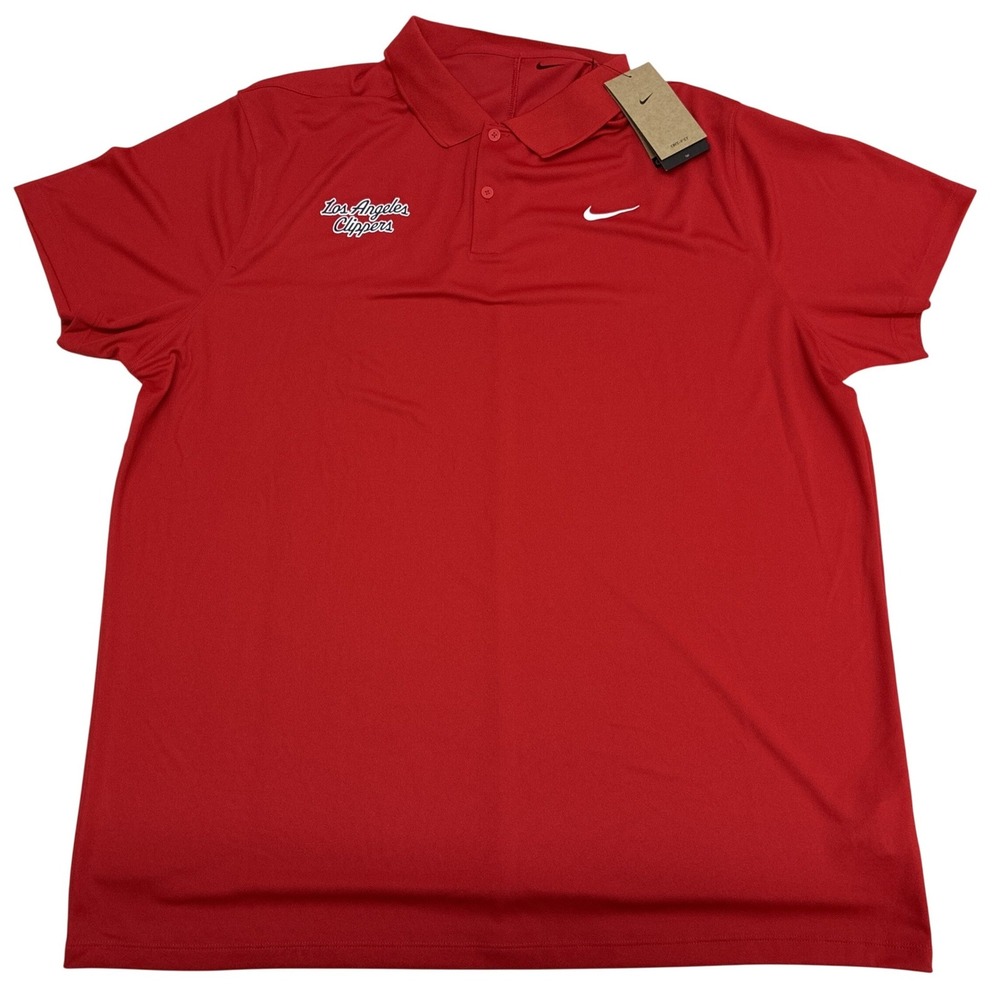 Nike Los Angeles Clippers Mens 2XLT Red Dri-FIT Golf Polo Shirt DH0822-657